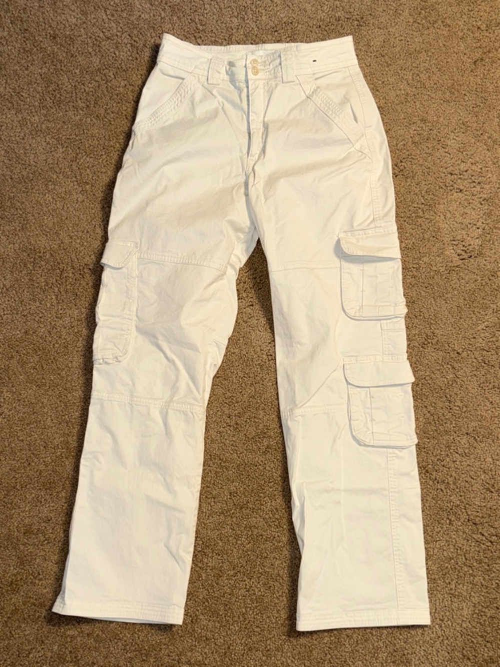 Abercrombie Off White Cargo Pants with Pocket Details